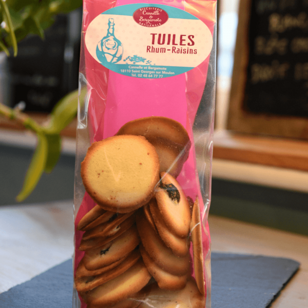 Tuiles rhum raisin Biscuiterie Cannelle et Bergamote